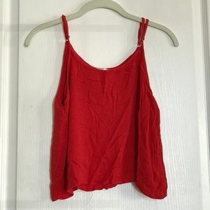 Red flowy top